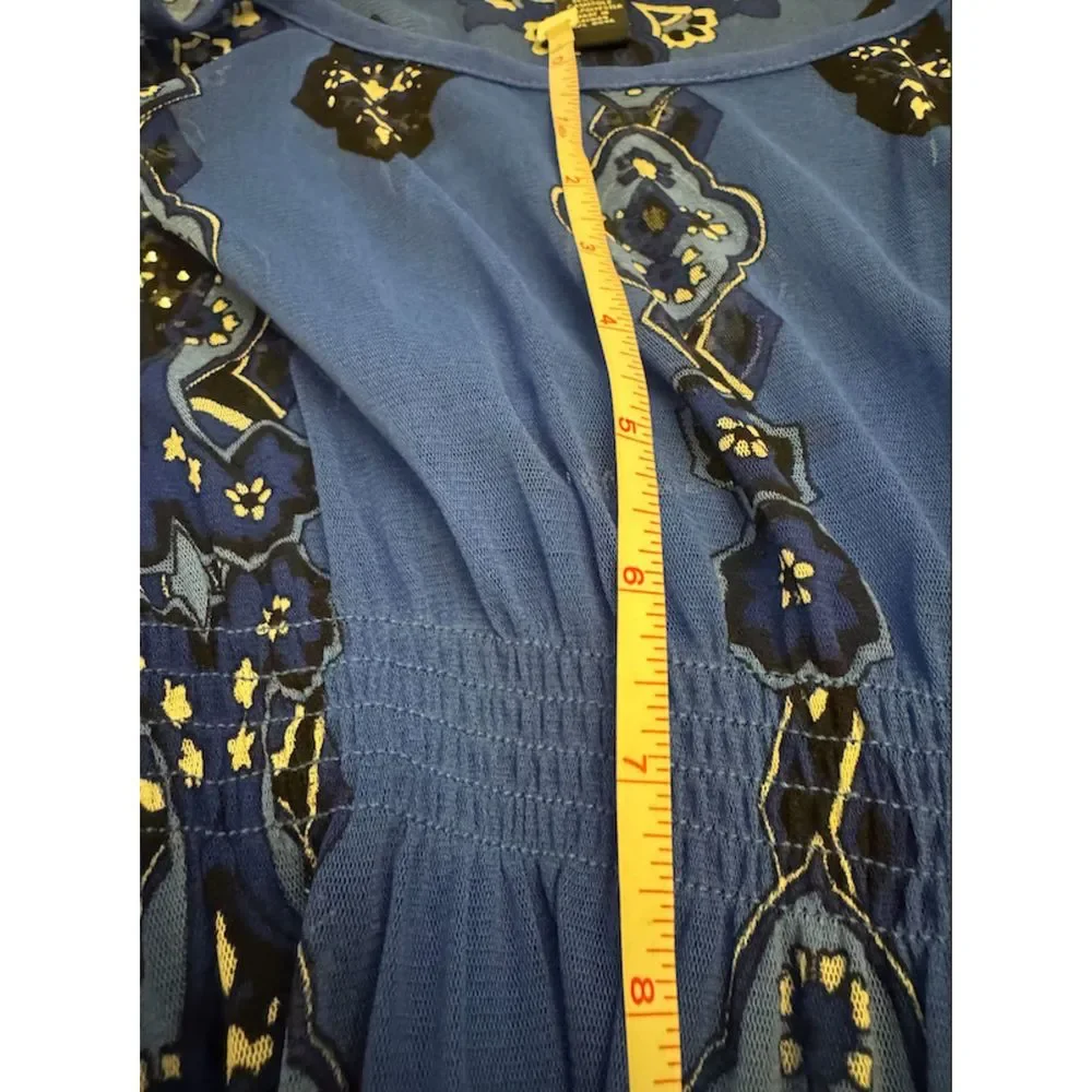 INC Blue Studded Print Batwing Sleeves Nylon Top Sz M - Picture 12 of 15